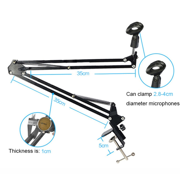 NB35 Microphone Metal Folding Telescopic Cantilever Stand, Spec: White+Metal+U-shaped Clip