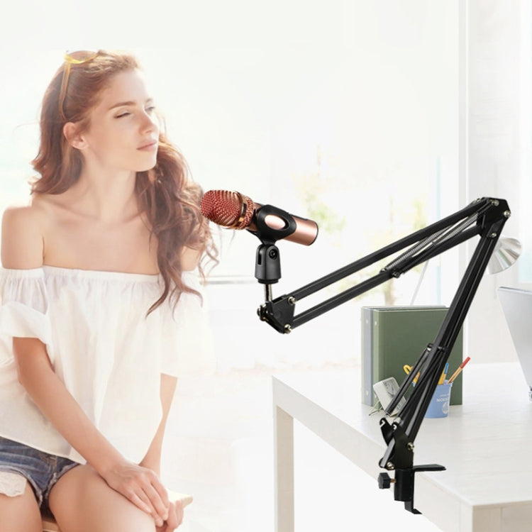 NB35 Microphone Metal Folding Telescopic Cantilever Stand, Spec: White+Metal+U-shaped Clip