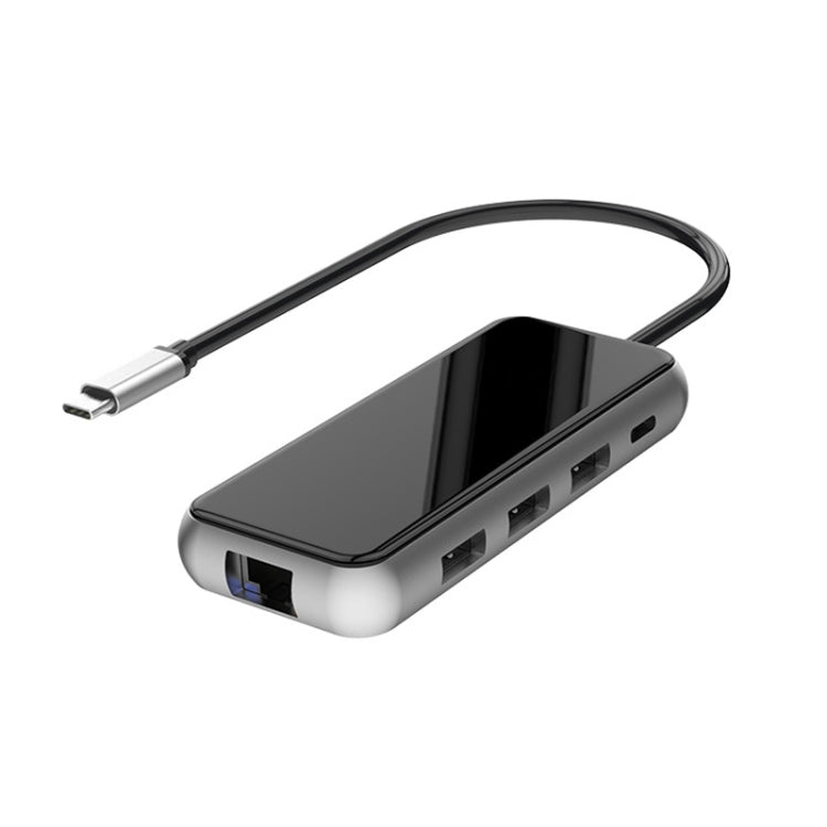 Type-C Extension Dock HDMI Hub Mirror Laptop 8 In 1 Converter(Black)