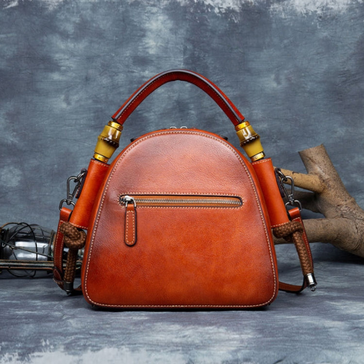 Top Layer Leather Vegetable Tanned Women Embossed Totem Vintage Handag