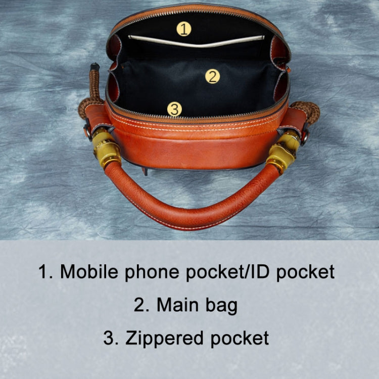 Top Layer Leather Vegetable Tanned Women Embossed Totem Vintage Handag