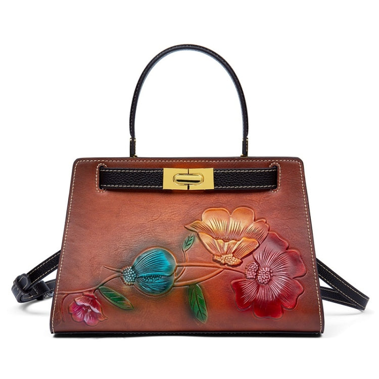 Top Layer Cowhide Embossed Vegetable Tanned Handbag