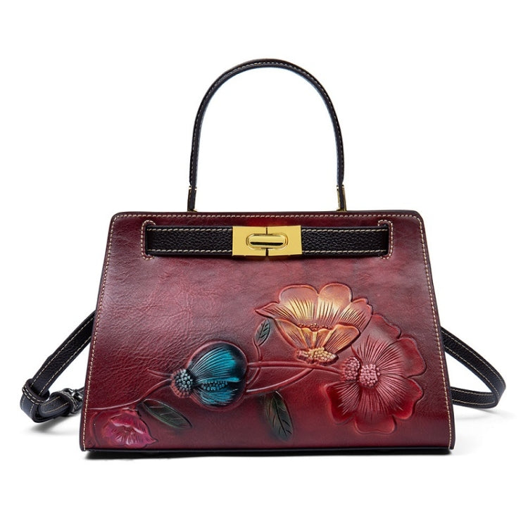 Top Layer Cowhide Embossed Vegetable Tanned Handbag