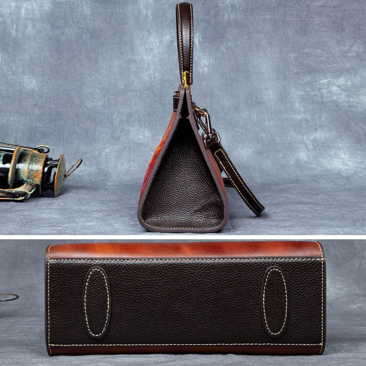 Top Layer Cowhide Embossed Vegetable Tanned Handbag
