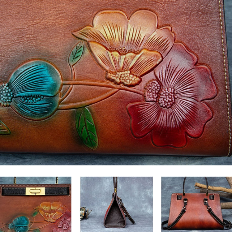 Top Layer Cowhide Embossed Vegetable Tanned Handbag