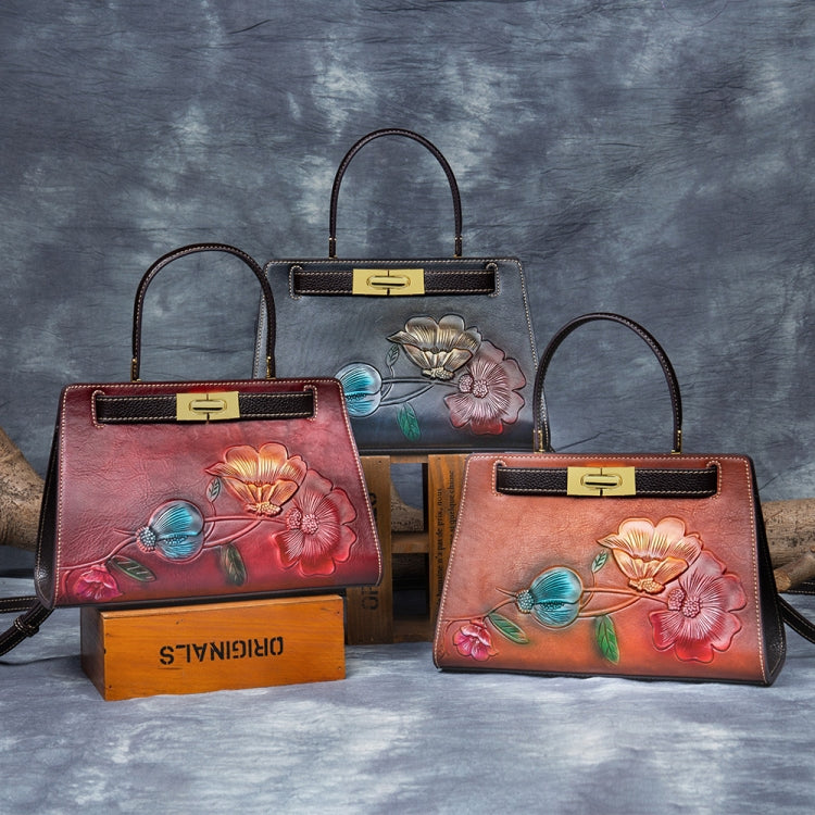 Top Layer Cowhide Embossed Vegetable Tanned Handbag
