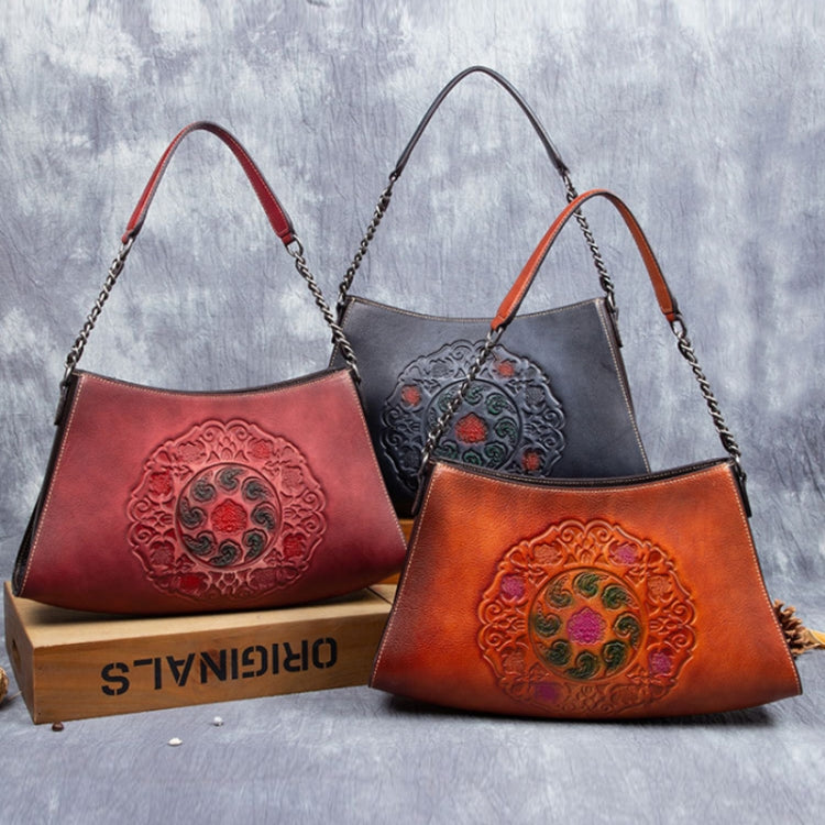 First Layer Cowhide Vintage Ladies Shoulder Underarm Bag