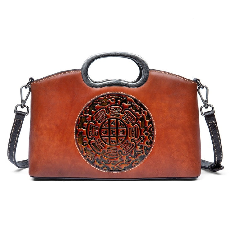 First Layer Cowhide Vintage Totem Vegetable Tanned Handbag