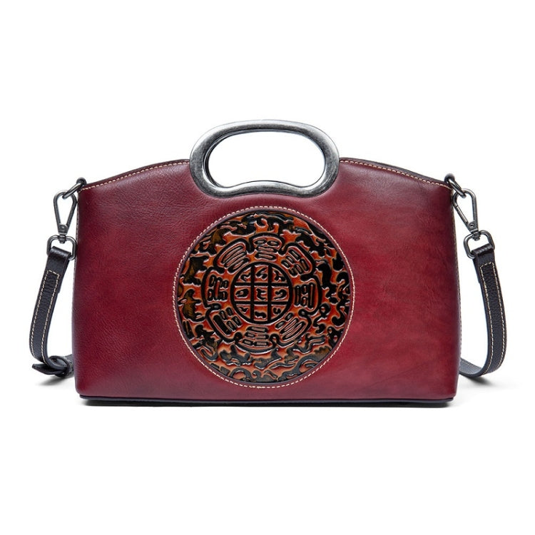 First Layer Cowhide Vintage Totem Vegetable Tanned Handbag