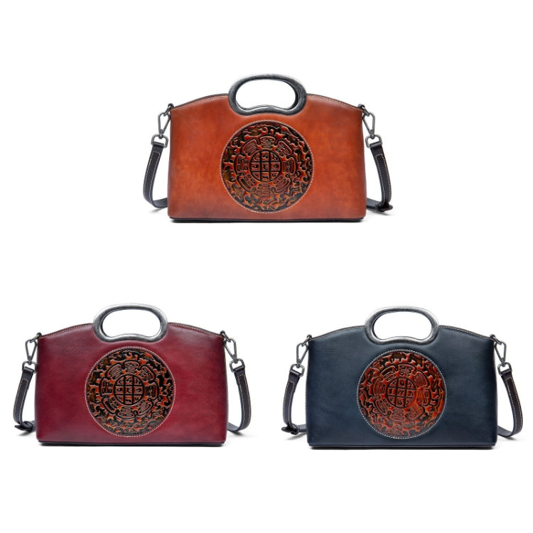 First Layer Cowhide Vintage Totem Vegetable Tanned Handbag
