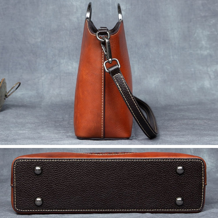 First Layer Cowhide Vintage Totem Vegetable Tanned Handbag