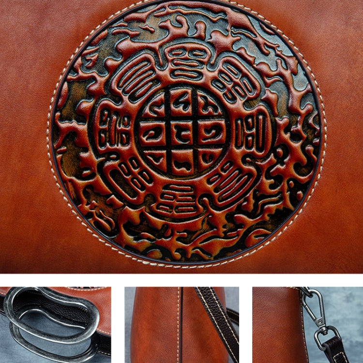 First Layer Cowhide Vintage Totem Vegetable Tanned Handbag