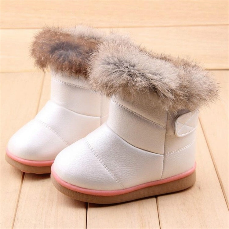 Girls Plush Warm Snow Boots Flat Shoes, Size:22