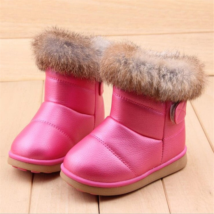 Girls Plush Warm Snow Boots Flat Shoes, Size:22