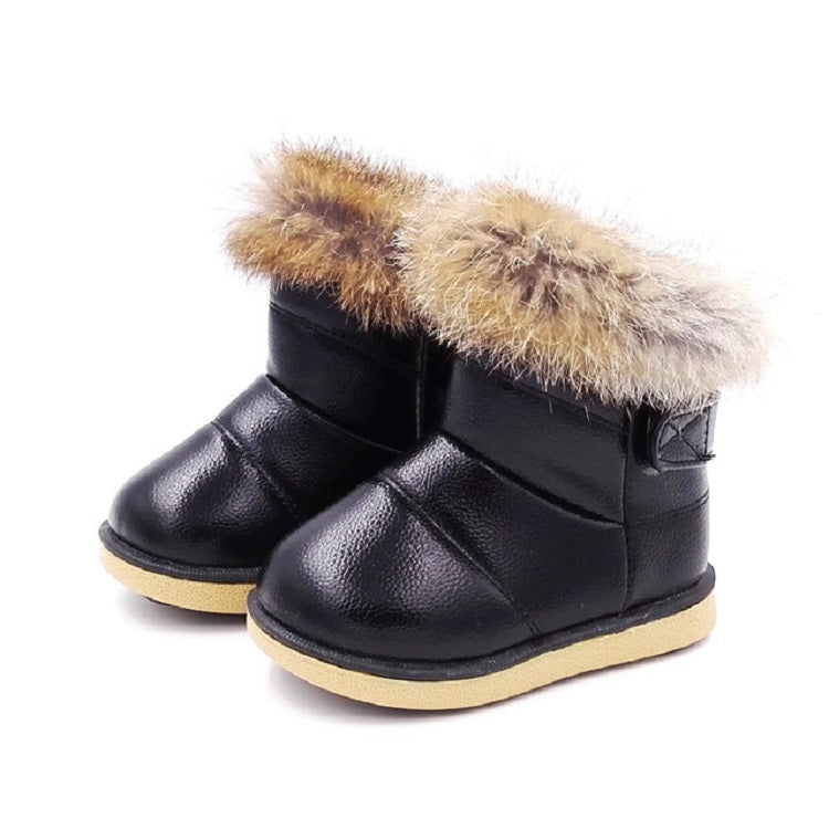 Girls Plush Warm Snow Boots Flat Shoes, Size:23