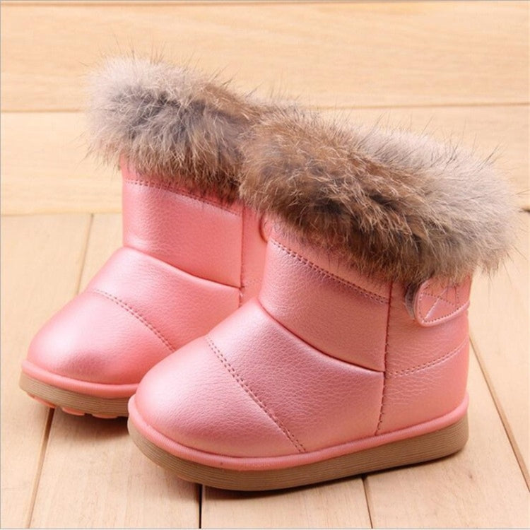 Girls Plush Warm Snow Boots Flat Shoes, Size:30