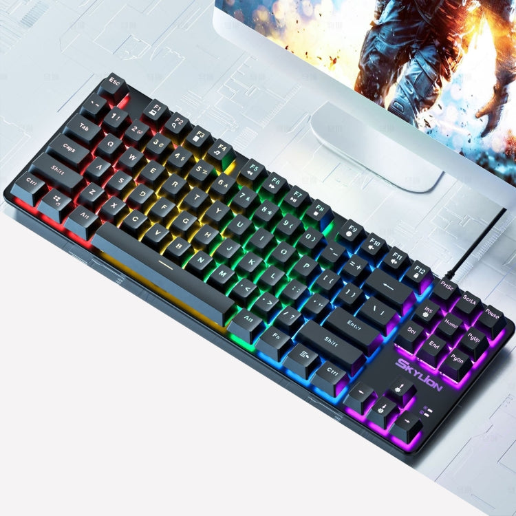 SKYLION H87 Mechanical Green Shaft Wired Computer External Keyboard, Color: Black Green Shaft