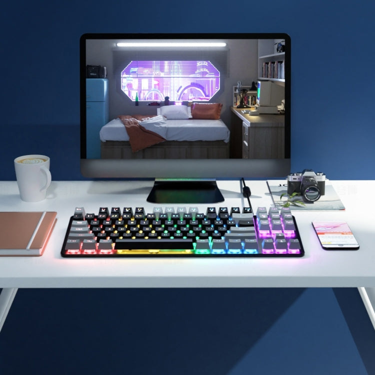 SKYLION H87 Mechanical Green Shaft Wired Computer External Keyboard, Color: Pink And White