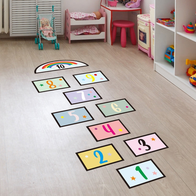2 PCS Digital Jumping Grid Game Floor Paste Preschool Ground Decoration For Children