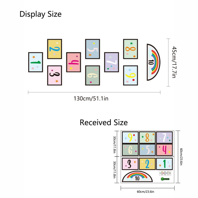 2 PCS Digital Jumping Grid Game Floor Paste Preschool Ground Decoration For Children