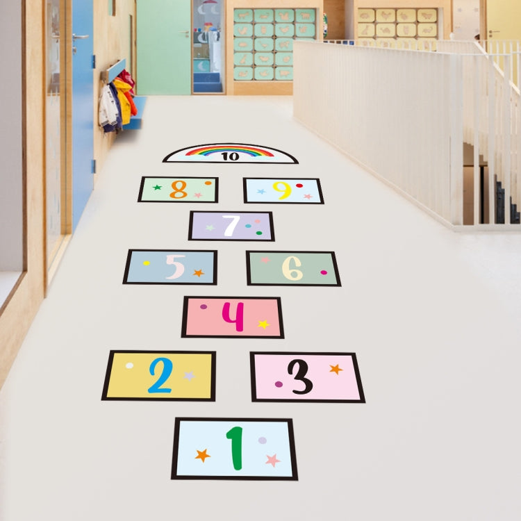 2 PCS Digital Jumping Grid Game Floor Paste Preschool Ground Decoration For Children