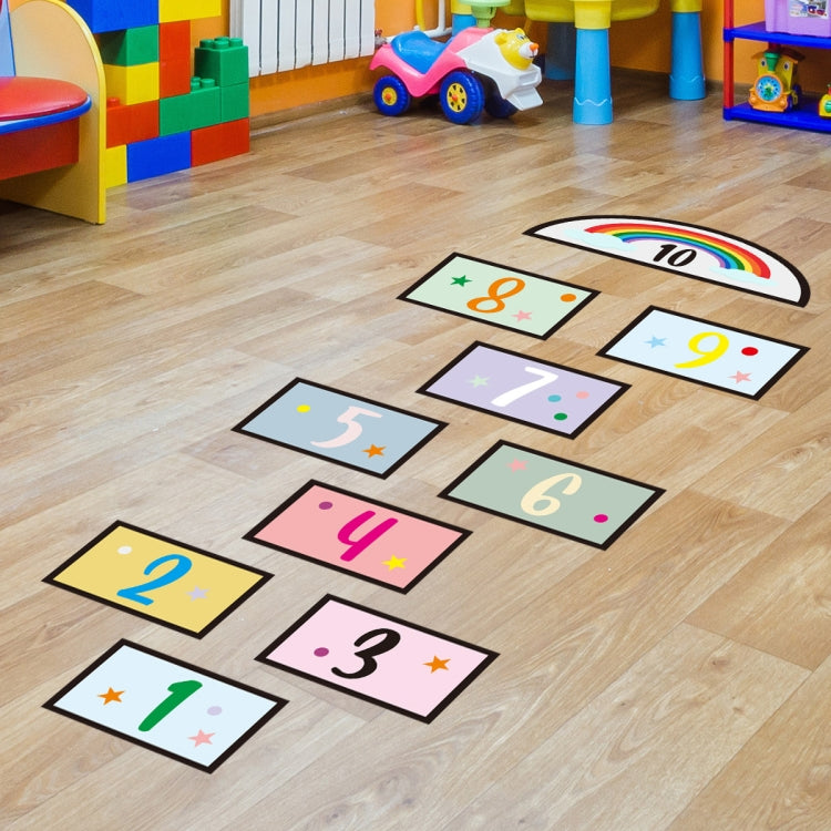 2 PCS Digital Jumping Grid Game Floor Paste Preschool Ground Decoration For Children