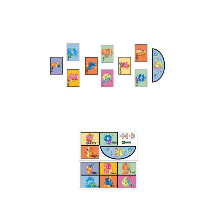 2 PCS Digital Jumping Grid Game Floor Paste Preschool Ground Decoration For Children
