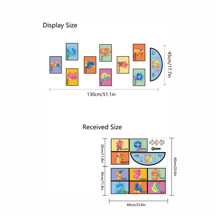 2 PCS Digital Jumping Grid Game Floor Paste Preschool Ground Decoration For Children