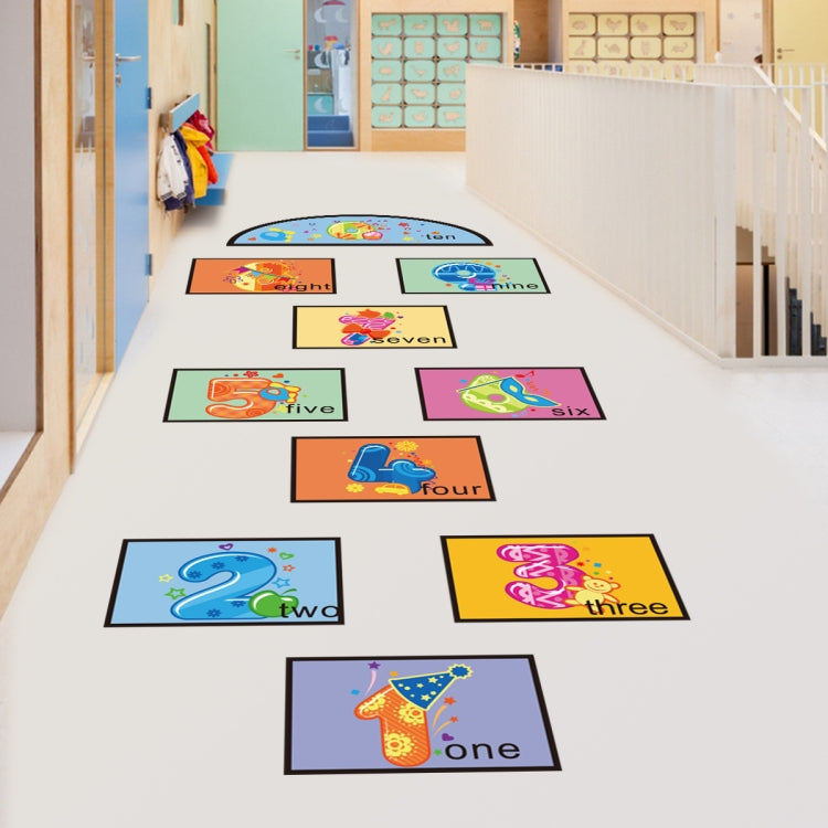 2 PCS Digital Jumping Grid Game Floor Paste Preschool Ground Decoration For Children