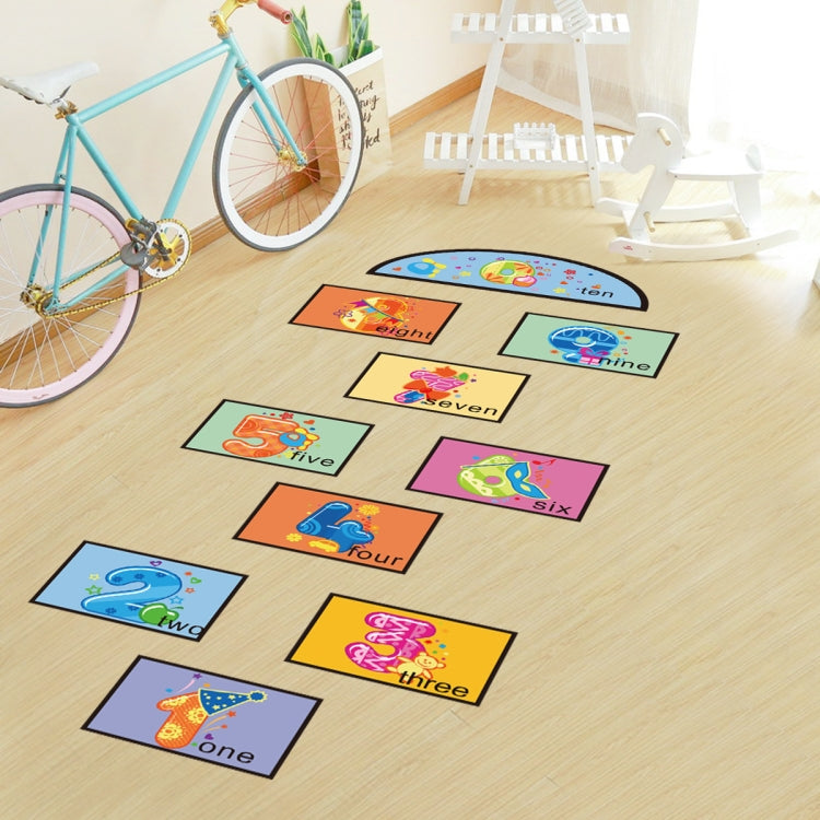 2 PCS Digital Jumping Grid Game Floor Paste Preschool Ground Decoration For Children
