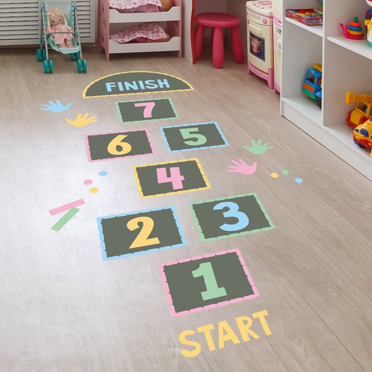 2 PCS Digital Jumping Grid Game Floor Paste Preschool Ground Decoration For Children
