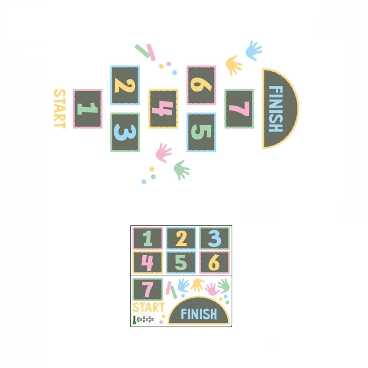 2 PCS Digital Jumping Grid Game Floor Paste Preschool Ground Decoration For Children