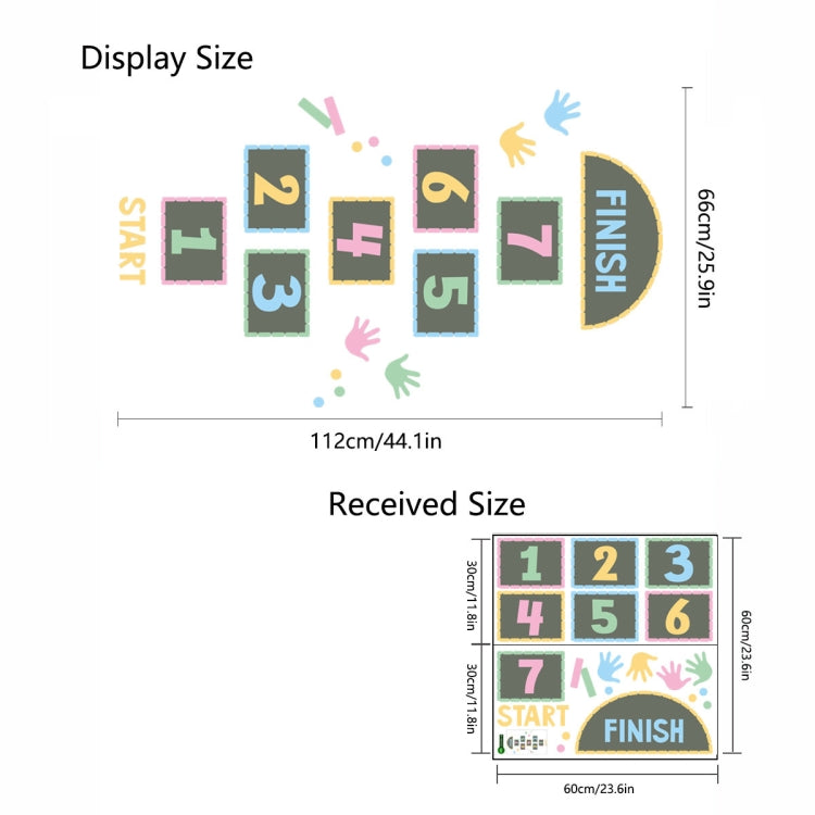 2 PCS Digital Jumping Grid Game Floor Paste Preschool Ground Decoration For Children