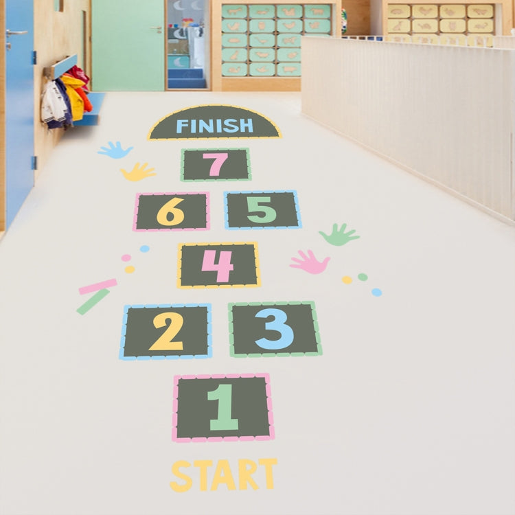 2 PCS Digital Jumping Grid Game Floor Paste Preschool Ground Decoration For Children