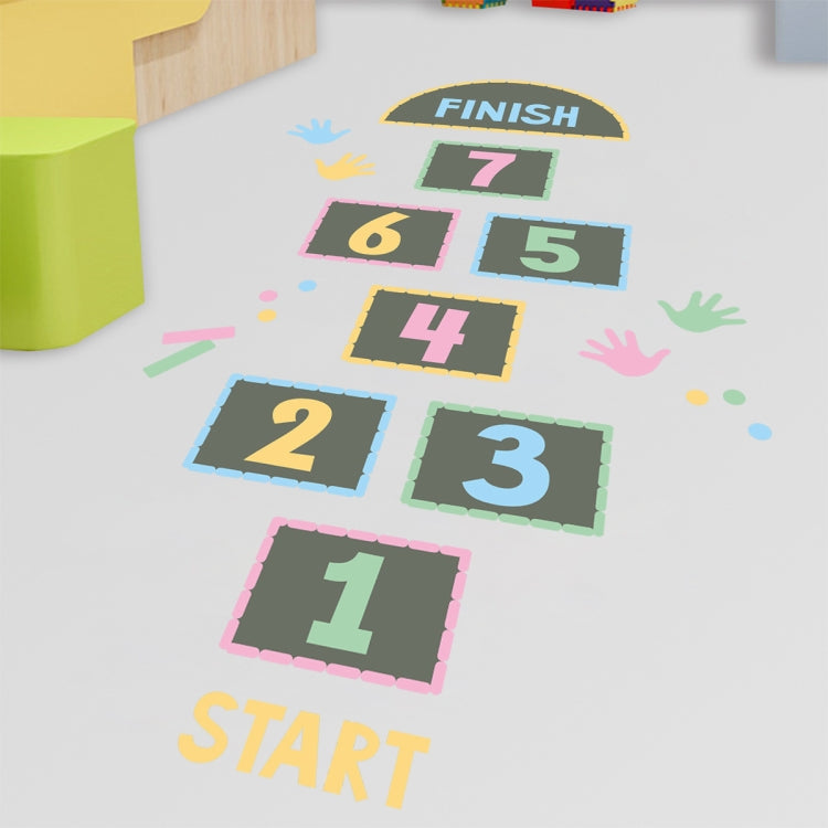 2 PCS Digital Jumping Grid Game Floor Paste Preschool Ground Decoration For Children