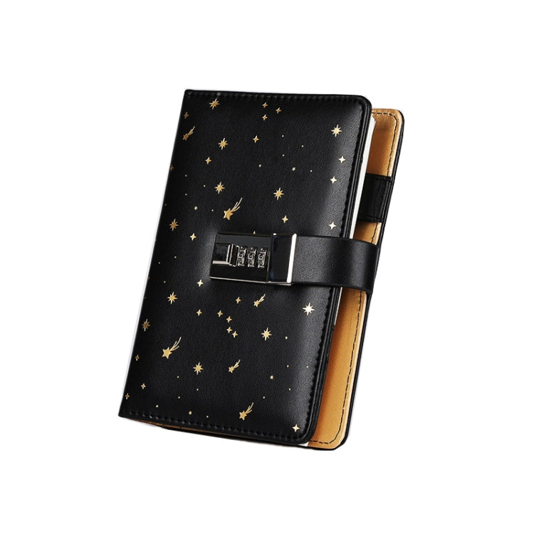 A6 Combination Lock Loose-leaf Book Bronzing PU Leather Notebook