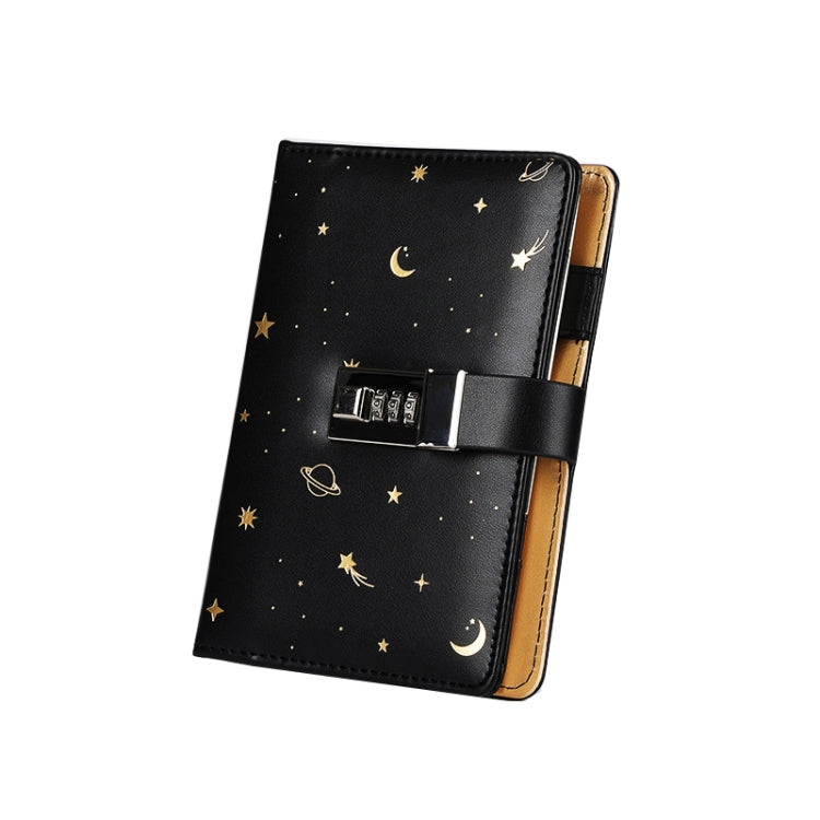 A6 Combination Lock Loose-leaf Book Bronzing PU Leather Notebook