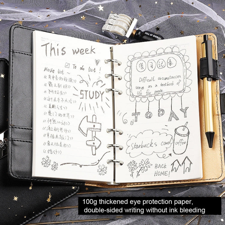 A6 Combination Lock Loose-leaf Book Bronzing PU Leather Notebook