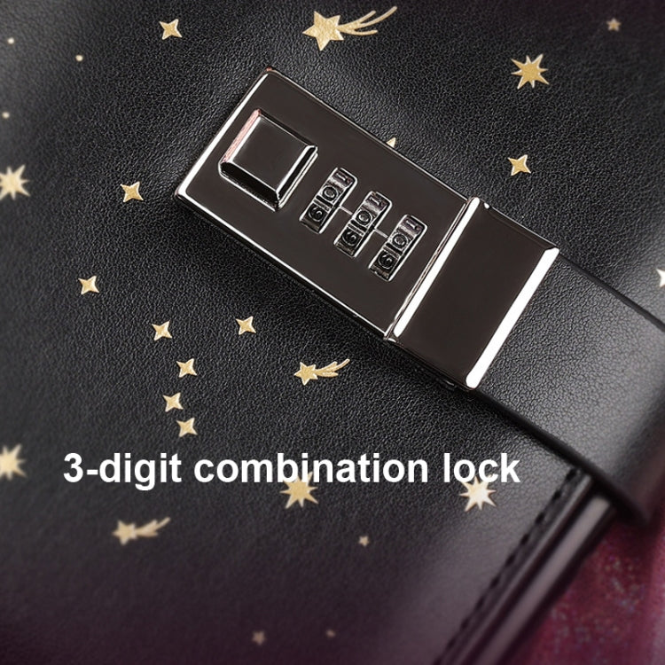 A6 Combination Lock Loose-leaf Book Bronzing PU Leather Notebook