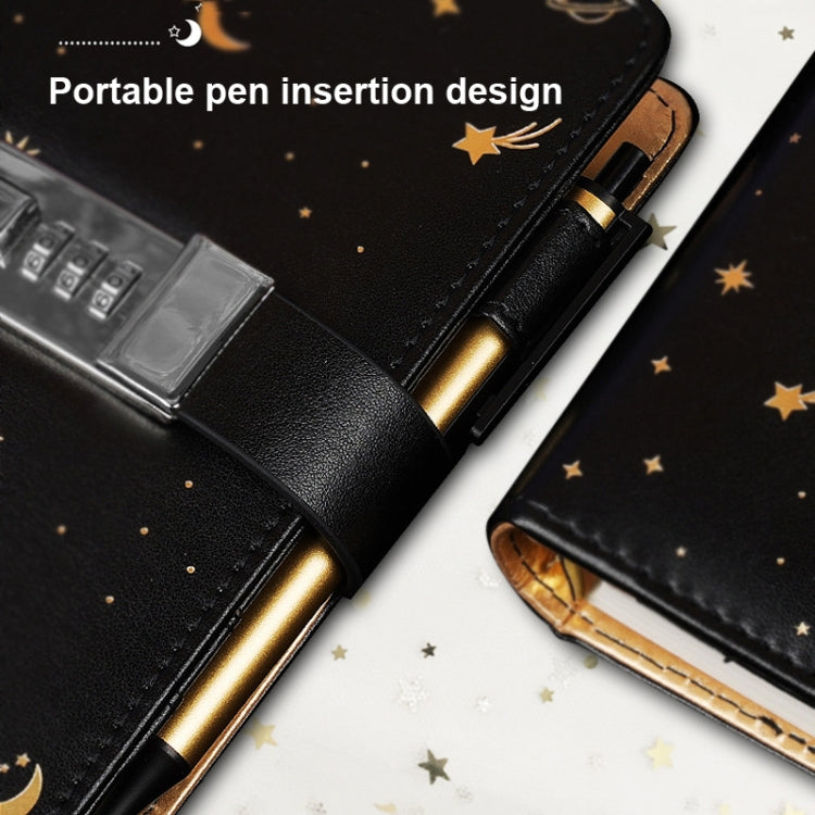A6 Combination Lock Loose-leaf Book Bronzing PU Leather Notebook