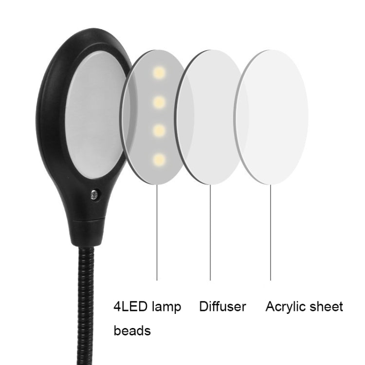 GQ011001 Double-pole 8LED Lamp Bead Music Stand Light(Battery Model+USB)