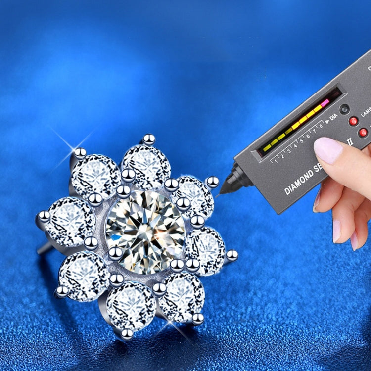 XEZ002 925 Silver Sun Flower Earrings Moissanite Diamond Personal Earrings(50 Points White Gold)