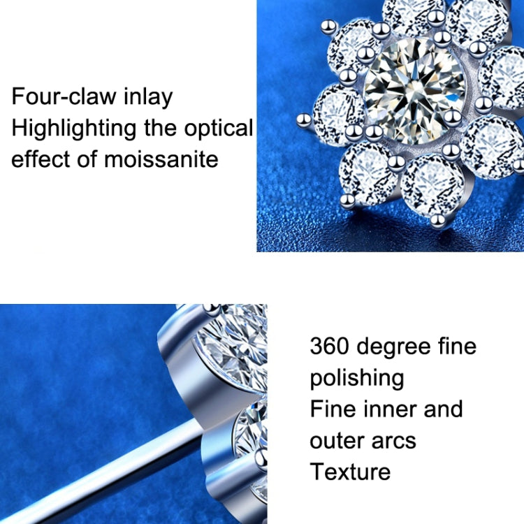 XEZ002 925 Silver Sun Flower Earrings Moissanite Diamond Personal Earrings(50 Points White Gold)