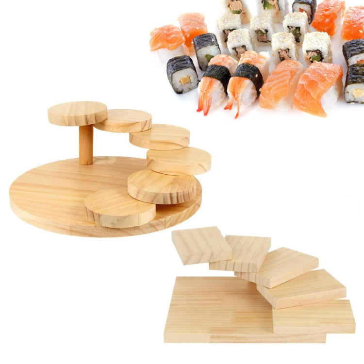 Wood Serving Tray Rotating Steps Meat Plate Sushi Dish, Specification: Seven Steps