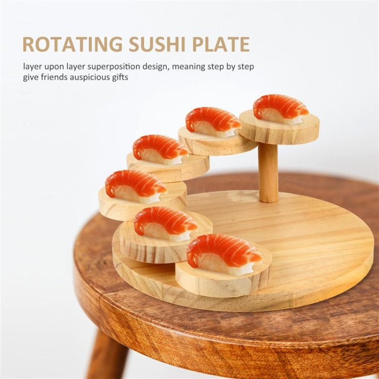 Wood Serving Tray Rotating Steps Meat Plate Sushi Dish, Specification: Seven Steps