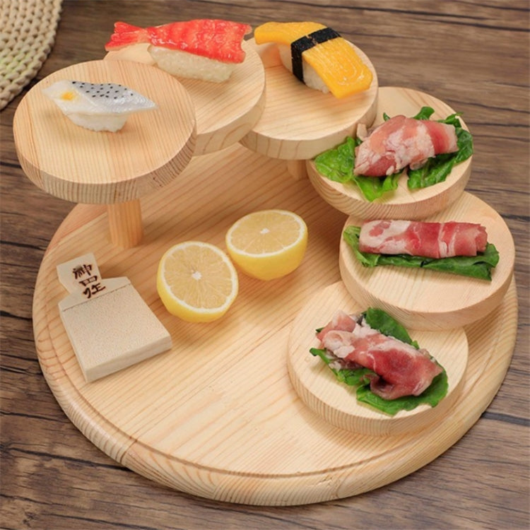 Wood Serving Tray Rotating Steps Meat Plate Sushi Dish, Specification: Round Nine Steps