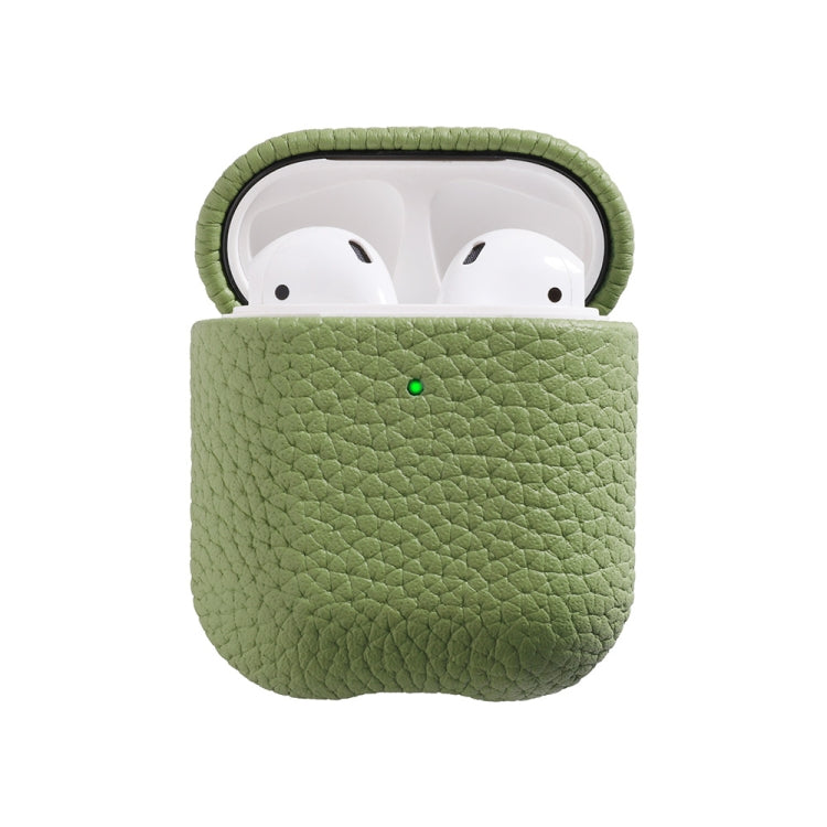 All-Inclusive Style Lychee Grain Cowhide Earphone Case For AirPods 1/2