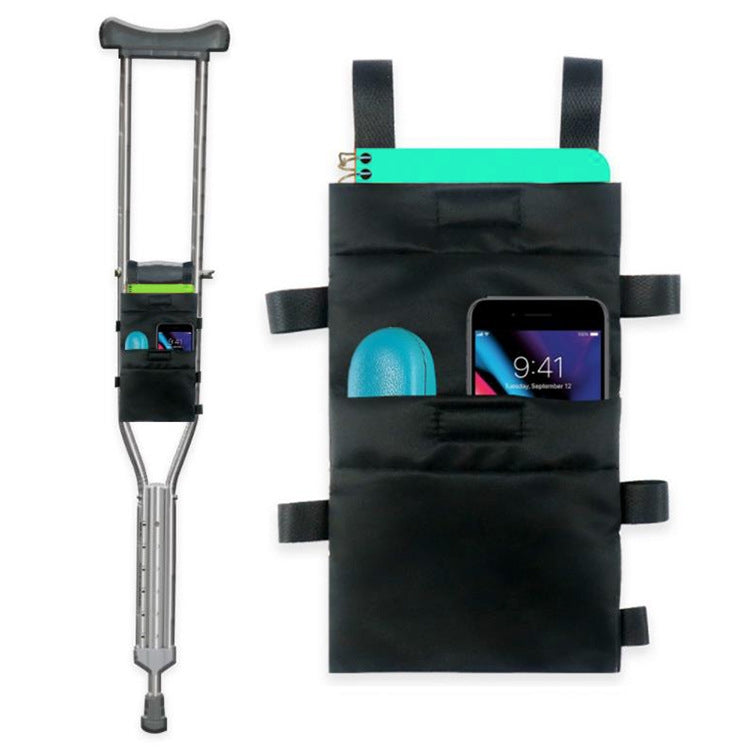 Mobile Phone Key Debris Storage Bag Water Bottle Bag for Crutches(Black)