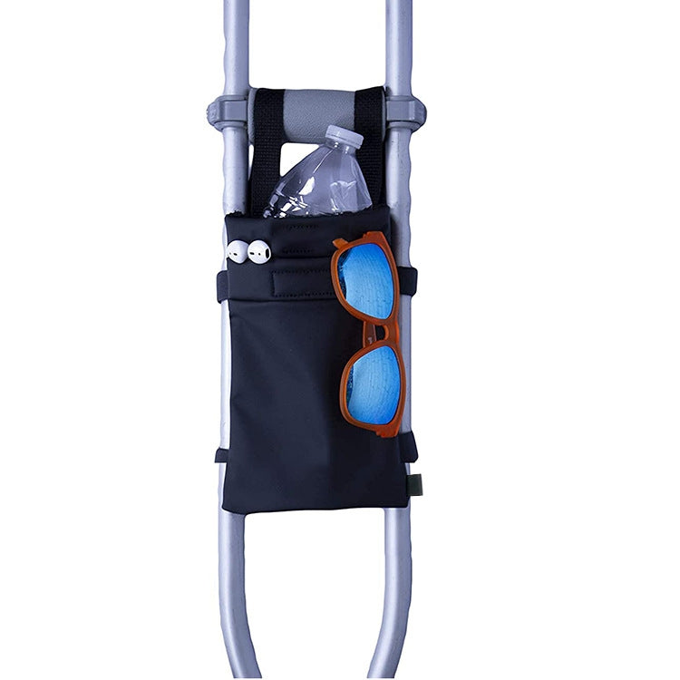 Mobile Phone Key Debris Storage Bag Water Bottle Bag for Crutches(Black)