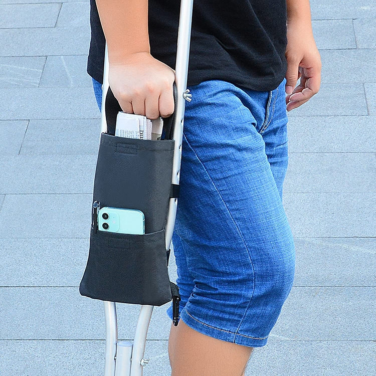 Mobile Phone Key Debris Storage Bag Water Bottle Bag for Crutches(Black)